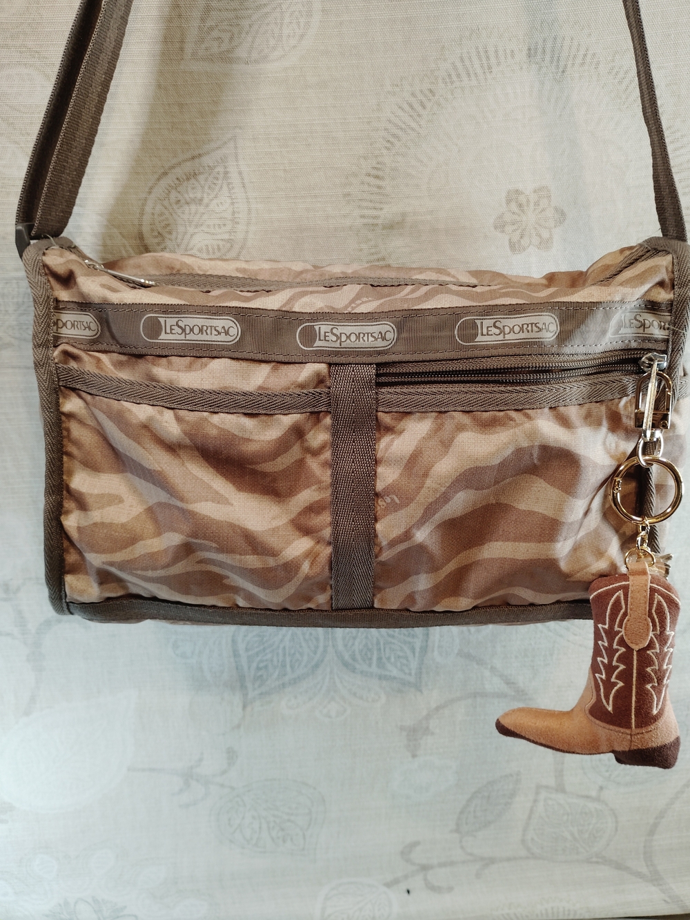 LeSportsac Tan Brown Zebra Print Crossbody Bag